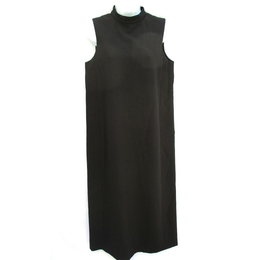 New ZARA Black Straight Pencil Cut Sleeveless Mock Neck Midi Dress Size M